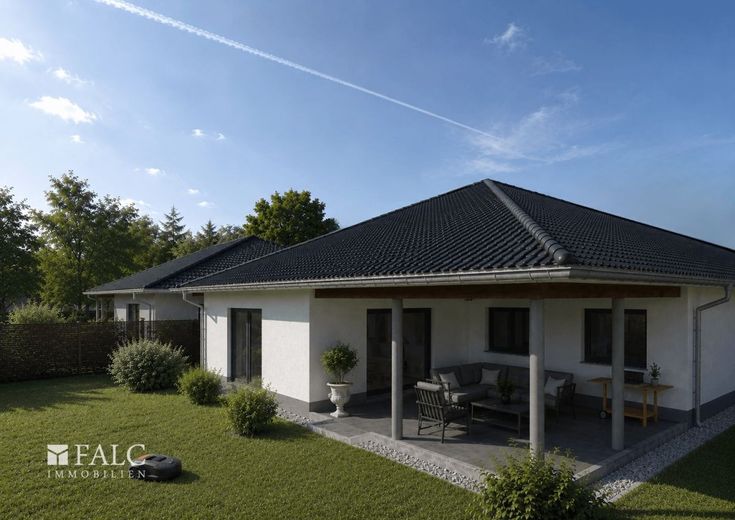 Provisionsfrei. Neubauprojekt - Traumbungalow mit Feldblick – überdachte Terrasse