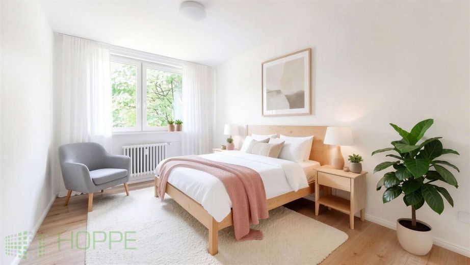 Mitte - Sofortbezug: Wohnung mit riesiger Sonnenterrasse in Gesundbrunnen (KEINE Käuferprovision) – Schlafzimmer 1 Perspektive 1 - (Einrichtungsbeispiel KI generiert)