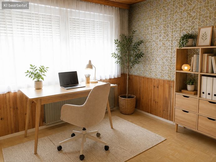 Verstecktes Raumwunder! Doppelhaushälfte mit großem Garten, Garage und überraschend viel Platz – Home Office - KI Beispiel