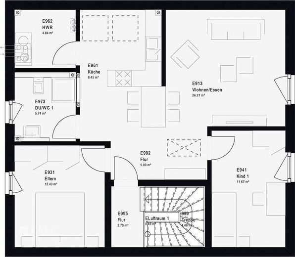 Neubauprojekt: ein Haus- zwei Einheiten! – Grundriss Obergeschoss