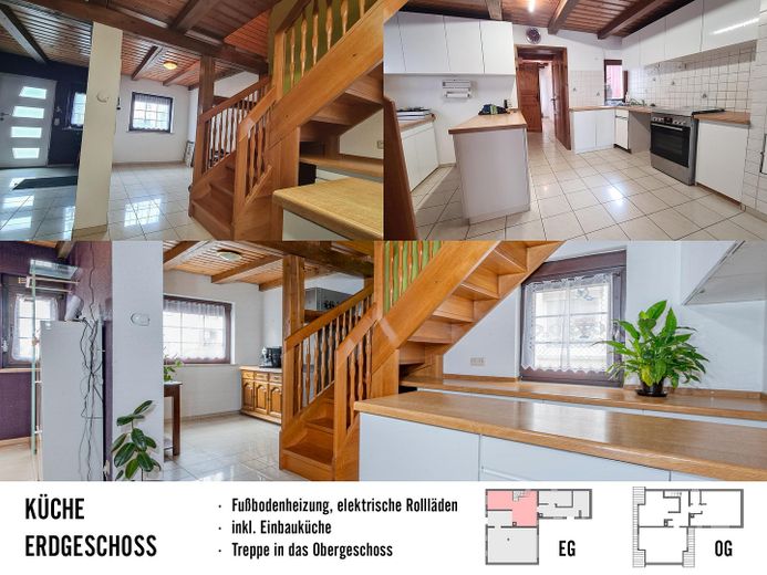 Haus mit großer Scheune: Wohnen, Werkstatt & Hobby unter einem Dach – Küche mit Esszimmer