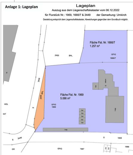 Großes Gewerbegrundstück in Umkirch: Bestand mit 6 Einheiten + Lagerhalle + Entwicklungsfläche – Lageplan