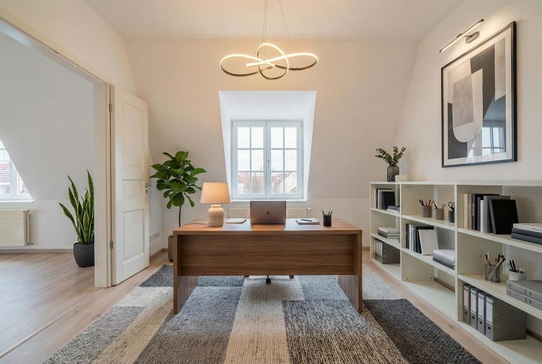 Moderne Dachterrassen-Maisonette-Wohnung mit denkmalgeschütztem Altbauflair – Arbeitszimmer
