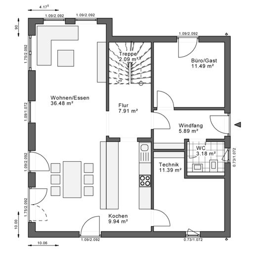 Zukunftssicher bauen - effizient, nachhaltig, wertbeständig. – Grundriss EG