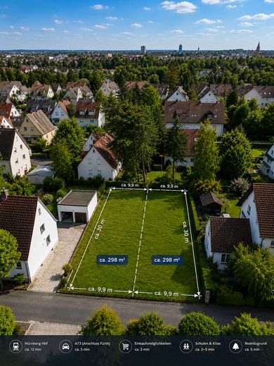 Zwei exklusive Baugrundstücke in Fürth-Stadeln – Luftpanorama