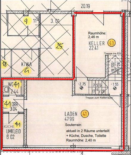 Retail space / office / practice — quiet yet central / S-Bahn around the corner / on 2 levels – Souterrain Grundriss + Keller