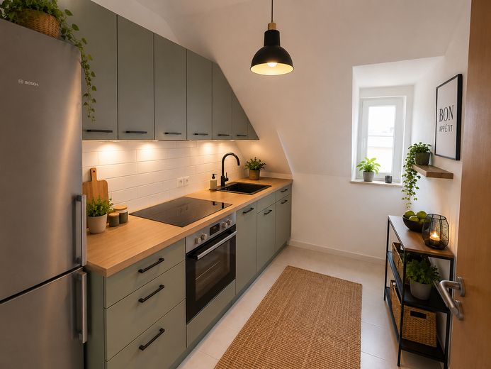 Zentrale provisionsfreie Wohnung in Neu-Ulm, perfekt für eine WG – Küche KI