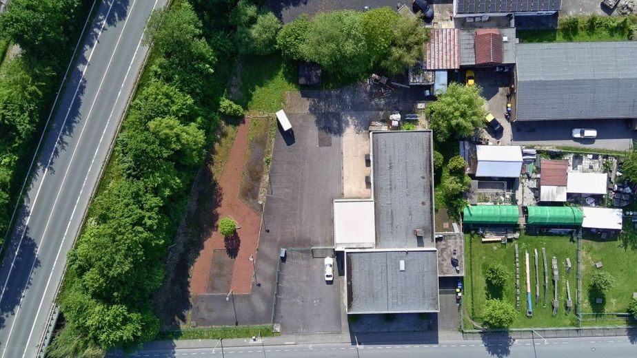 Vielseitiger Gewerbestandort mit Halle, Ausstellung, Büroflächen und großem Grundstück in Coesfeld – Draufsicht