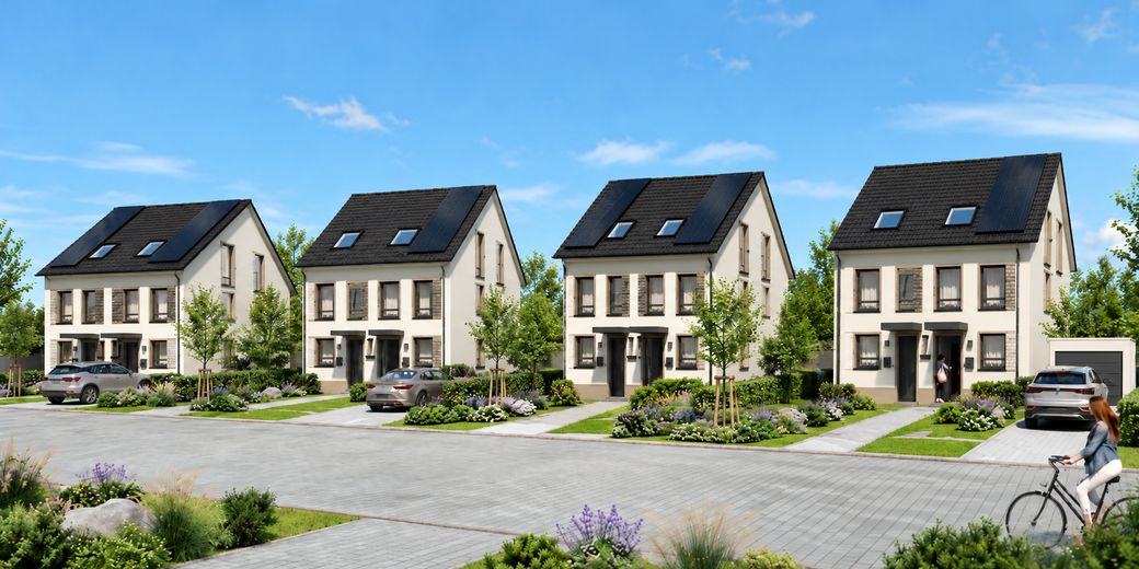 Modernes KfW-40-QNG-Massivhaus mit Garten – Top-Lage in Saulheim, PV & Wärmepumpe inklusive – Vorderseite Haus Saulheim
