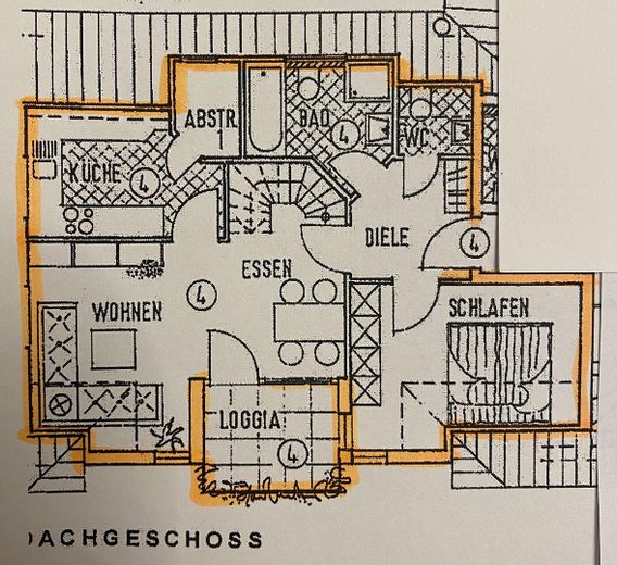 Appartamento maisonette di 4,5 locali con balcone e garage – Grundriss unteres Geschoss