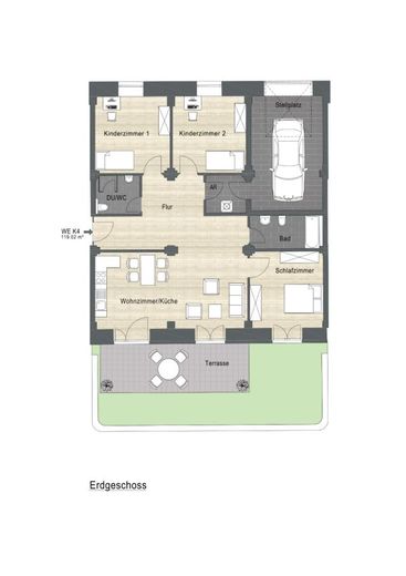 Erstbezug - Modernes Wohnen im historischen Ambiente – K4_1.jpg 4-Raum mit Terrase und Zugang zum Stellplatz