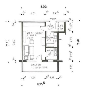 Zadbane mieszkanie 1-pokojowe w Rottendorf – Grundriss