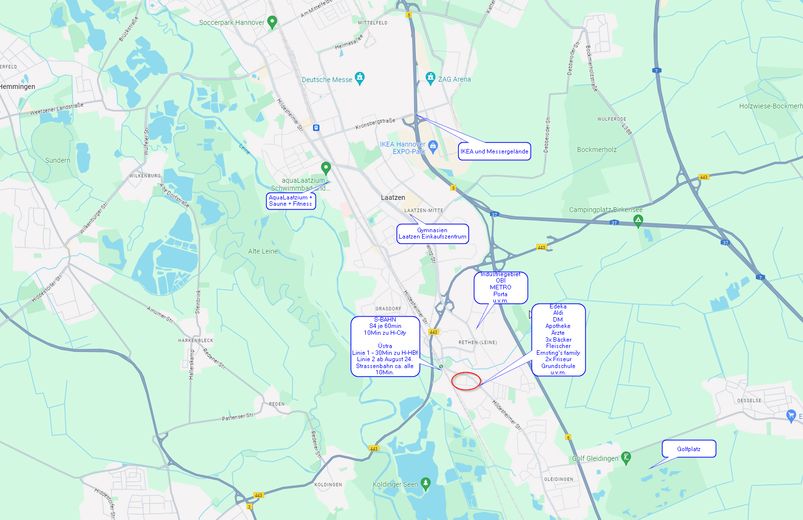 Charmantes Reihenmittelhaus in Top-Lage in Rethen bei Hannover – Lageplan