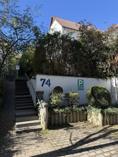 Helle 3-Zimmer-Erdgeschosswohnung mit Terrasse, Garten und Fußbodenheizung, Stellplätze optional – Treppenweg zum Haus