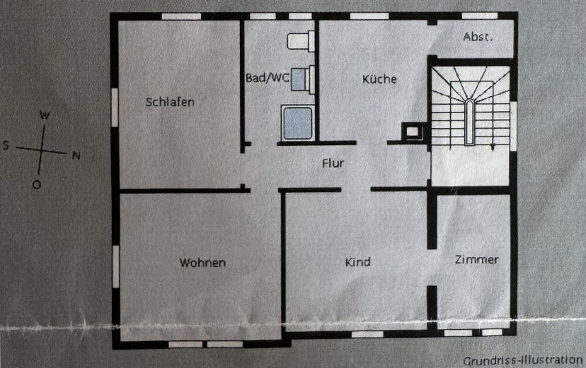 Charmante 3,5 Zimmer- Altbau-Wohnung mit Gartenanteil in begehrter Lage Killesberg/Feuerbach – Grundriss 