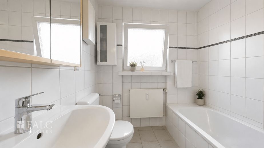 Familienfreundliche Wohnung in Rheinlage mit attraktivem Entwicklungspotenzial – Badezimmer