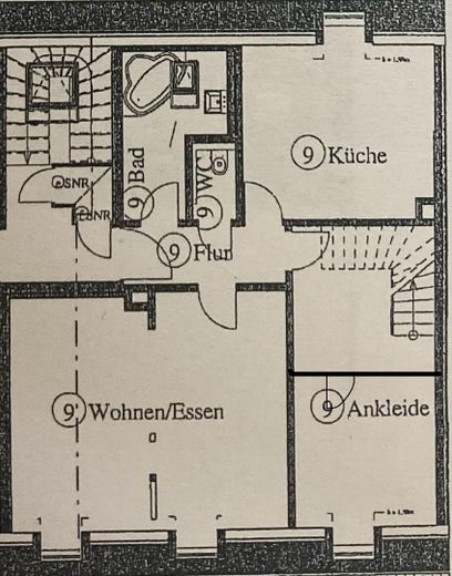 Magnífico apartamento dúplex de época de 3,5 habitaciones con cocina equipada en el corazón de Mannheim – Grundriss E1