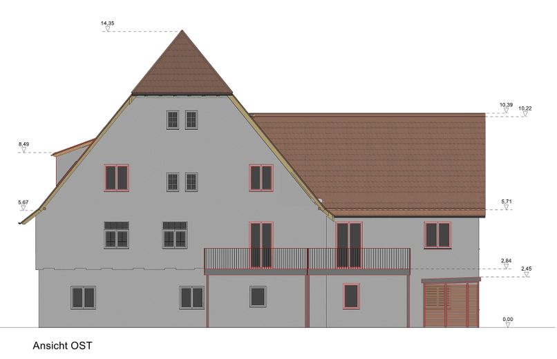 Projet d’immeuble collectif pour 9 logements en copropriété avec vue sur le château (bien éligible à la déduction fiscale pour monuments historiques) – Ansicht Ost