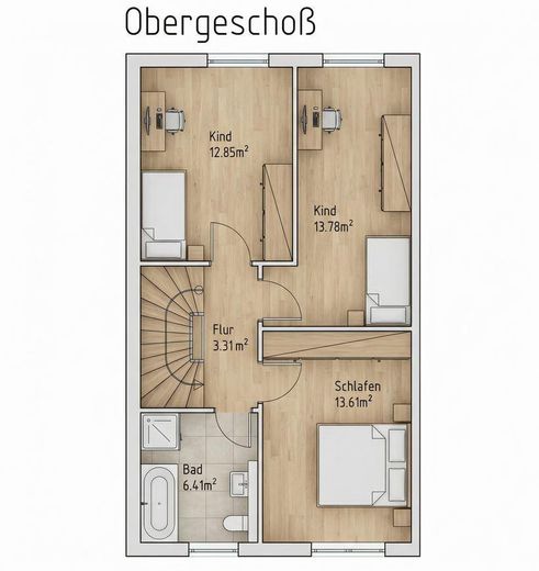Ухоженный таунхаус на конце ряда, 157 м², год постройки 2007, южный участок 470 м², гараж и 2 парковочных места – Obergeschoss