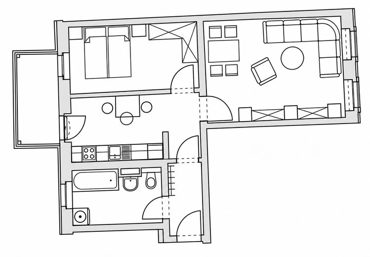 Balkonlu ve ankastre mutfaklı, tarihi çok aileli konutta çekici, modernize edilmiş 2 odalı daire - %6 getiri – Grundriss