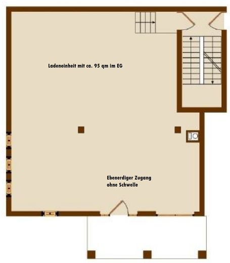 Helles Büro oder Handelsfläche mit 3 Stellplätzen – Grundriss EG