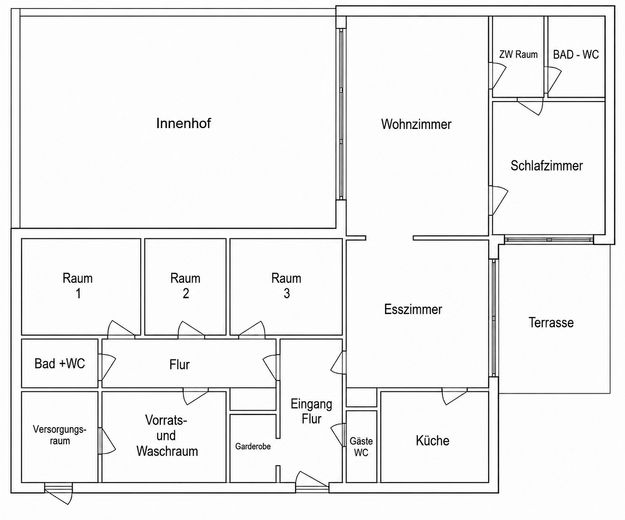 Bungalow mit großem Grundstück und viel Potenzial in außergewöhnlich ruhiger Lage – jetziger Grundriss 