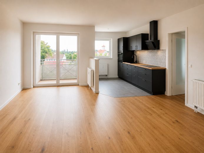 3 Zimmer Wohnung mit Balkon und modernem Bad – Wohnküche