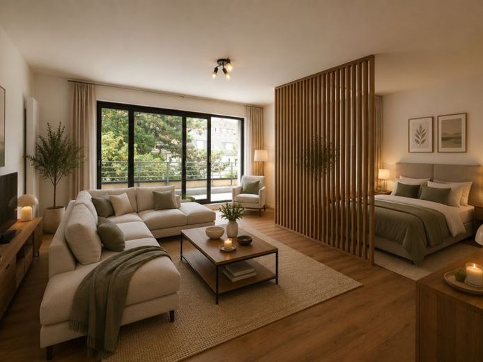***RUHIG UND DENNOCH ZENTRAL- 1- ZI. WOHNUNG MIT EBK + BALKON- PROV.FREI- DÜSSELDORF- GERRESHEIM*** – Foto 1