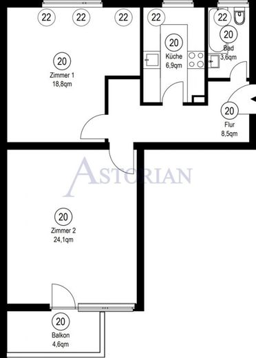 Renovierungsbedürftige 2-Zimmer-Wohnung mit Balkon im Herzen Nordberlins – Grundriss