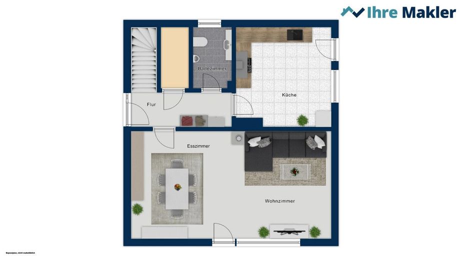 Stilvolles Einfamilienhaus mit hochwertiger Teilsanierung und großzügiger Garage – Erdgeschoss