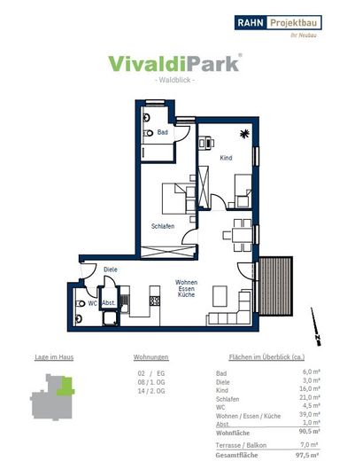 NEUER PREIS: Moderne, barrierearme 3-Zimmer-Wohnung mit Balkon, Aufzug &amp; Tiefgarage in Ennepetal – Grundriss WE 8