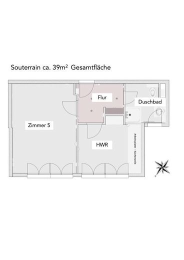 Grunewald 4 odalı daire, ayrıca bahçe, havuz ve garajlı suterre katı – Grundriss Souterrain