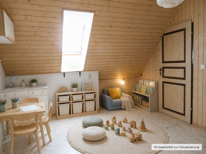 Sotto i 150.000 €: casa familiare di 131 m² con 4 camere da letto, 2 bagni e 2 garage – senza commissioni – Spielecke - KI generiert