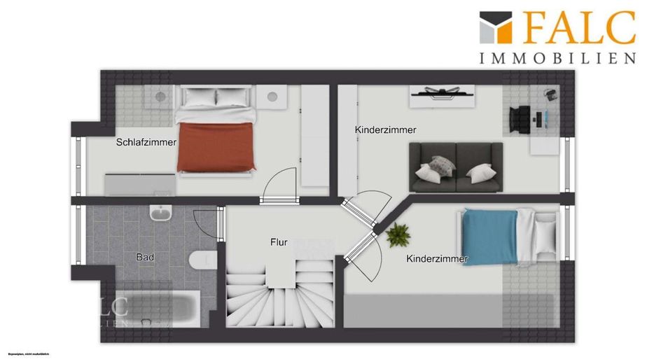 Familienfreundliche Doppelhaushälfte mit Garten, Terrasse &amp; Doppelgarage – Grundriss OG