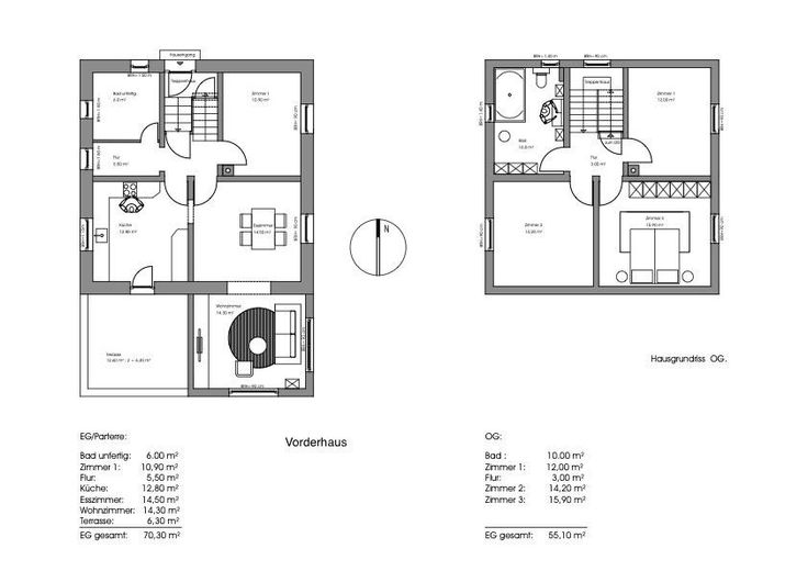 ***بدون عمولة***منزل منفصل لعائلة واحدة ومنزل خلفي صغير إضافي***للحرفيين*** – Vorderhaus Grundriss EG, OG