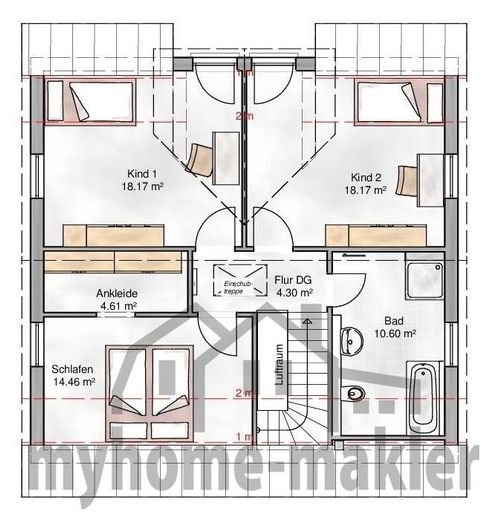 AKTIONSHAUS inklusive Küche: Provisionsfrei vom Bauträger! – Grundriss Dachgeschoß