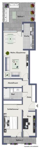Bezugsfertige 3-Zimmer-Wohnung mit 2 Balkonen – provisionsfrei vom Eigentümer – Grundriss