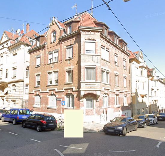 Stilvoll sanierte 2-Zimmer-Wohnung in Stuttgart-Süd (nähe Marienplatz) zur Miete ab 01.08.26 – Hausansicht (Google Maps)