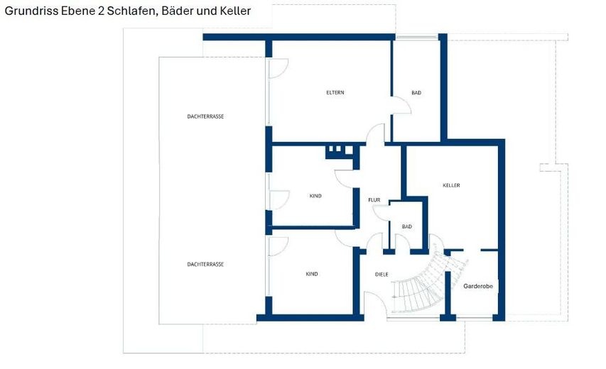 Exclusives Einfamilienhaus mit Einliegerwohnung in ruhiger Lage mit traumhafter Aussicht – Grundriss Ebene 2 - Schlafz.