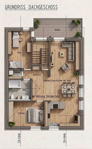 شقة علوية من 3,5 غرف - وسط البلدة - مُجدَّدة بالكامل - مطبخ مُدمج – Grundriss