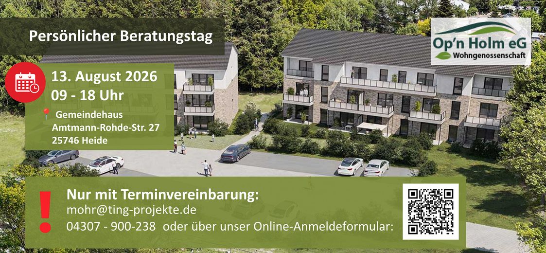 Op'n Holm - 3-Zimmer - Süd-West-Terasse - private Wohngenossenschaft – Beratertag