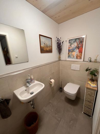 Energooszczędne i zdrowe mieszkanie: Nowy szeregowy dom z litego drewna z 6 pokojami w Obermenzing – Gästetoilette EG