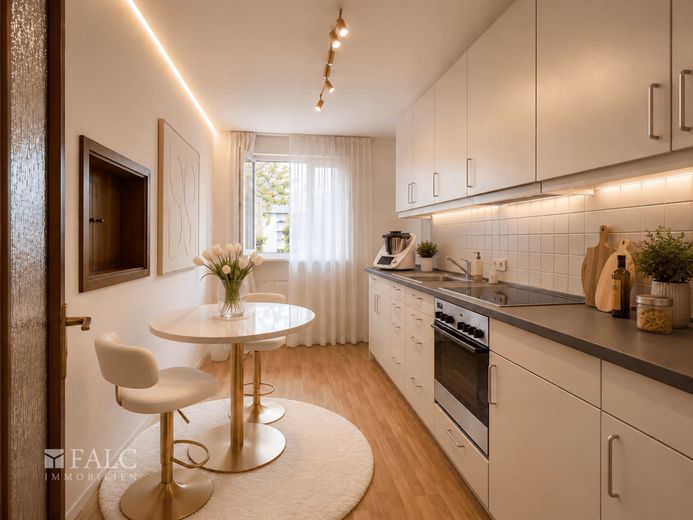 Zentral &amp; idyllisch 2 Zimmer mit Loggia, Blick ins Grüne – Küche