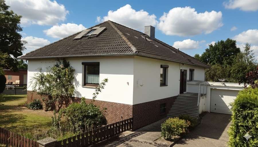 Bröckel - großes Familienhaus mit hohem Freizeitwert, Vollkeller und Garage – Eingangsseite