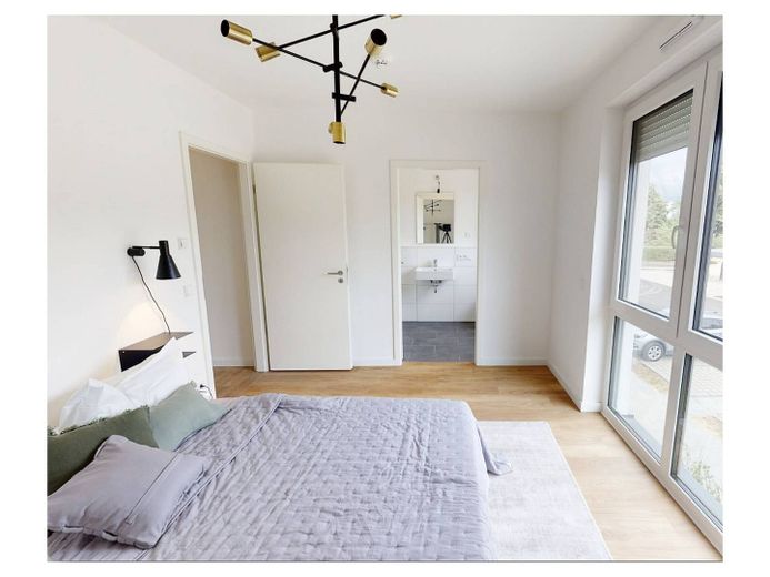 Mieszkanie 4-pokojowe z balkonem i 2 łazienkami na osiedlu mieszkaniowym w Nauen „WOHNEN AN DEN MÜHLENSTÜCKEN” – Musteransicht II: Schlafzimmer