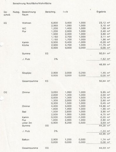 Wohnflächenberechnung EG & OG