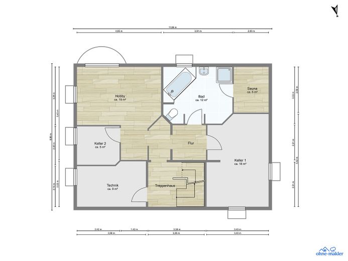 Von Privat: Energetisch modernisiertes Einfamilienhaus mit Einliegerwohnung / Mehrgenerationenhaus – Grundriss Kellergeschoss