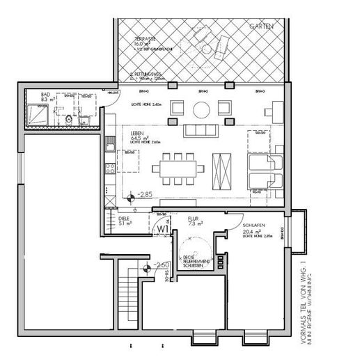 First occupancy after core renovation: Light-filled residence with garden view in Rahm – Grundriss