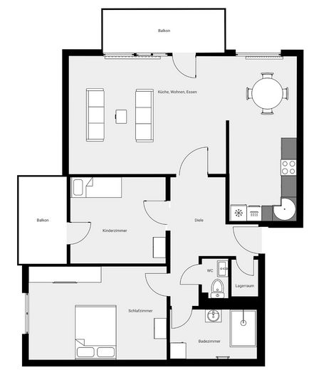 Prov.-frei! Hochw. sanierte 3-Zi.-ETW mit 2 Balkonen & 2 Stpl. in WÜ-Versbach – Grundriss