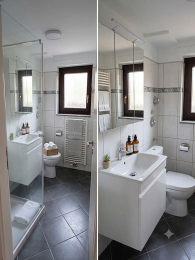 Schöne 2,5-Zimmer-Wohnung mit Südwest-Terrasse & neuer Einbauküche in Duisburg-Baerl – Bad (staged)